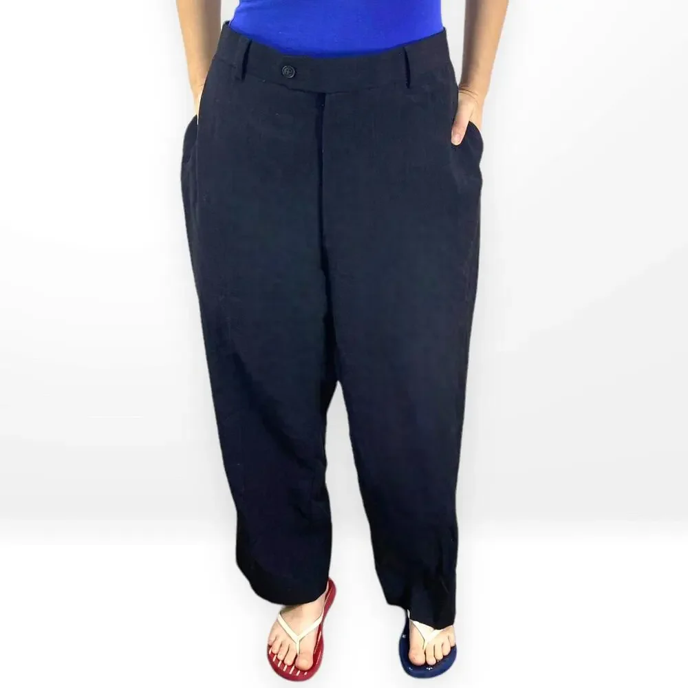 00s PRONTO UOMO Vintage Black Straight Leg Flat Front Dress Pants